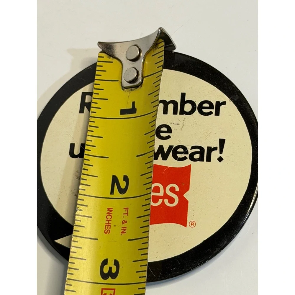 VTG Hanes Pinback Button‎ Black White Red Remember the Underwear Promo Pin Retro
